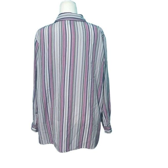 Vintage Nikki Strips Loose Button Down Long Sleeves Shirt Pink Gray Black Size L - Picture 4 of 4